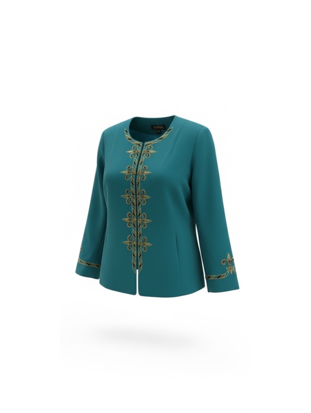 Bob mackie Teal & Gold Embroidered Statement Jacket